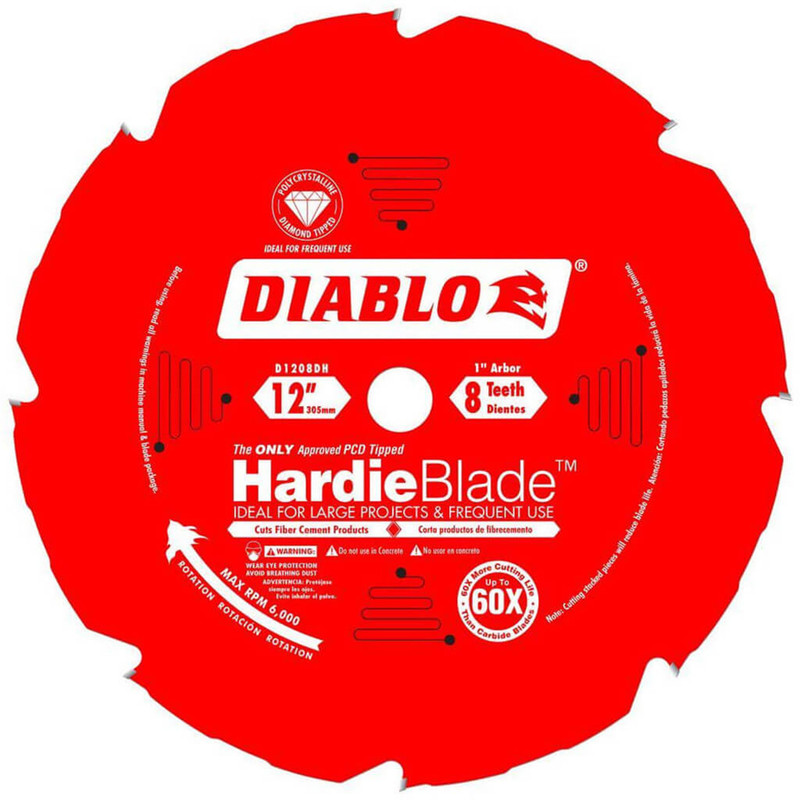 Diablo FRE-D1208DHC 12in x 8T Polycrystalline Diamond (PCD) Tipped Fiber Cement Hardie Blade