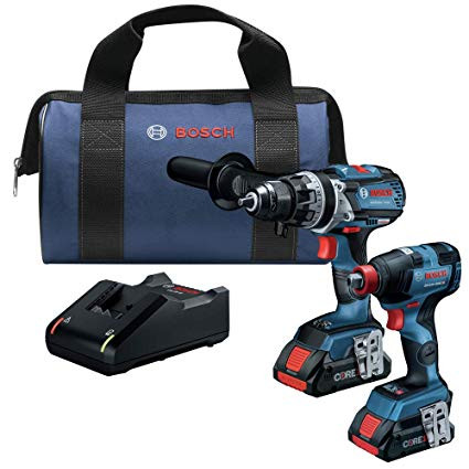 Bosch BOS-GXL18V-224B25 18V 2-Tool Combo Kit with Freak 1/4 in. and 1/2 in. Two-In-One Bit/Socket Impact Driver and Brute Tough 1/2 in. Hammer Drill/Driver