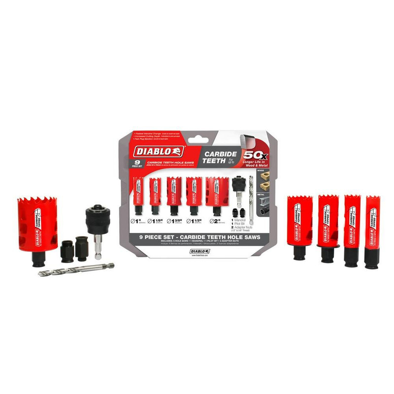 Diablo FRE-DHS09SGPCT 9-pc Carbide General Purpose Hole Saw Set