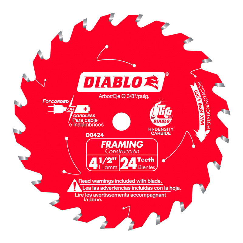 Diablo FRE-D0424X 4-1/2in X 24T Framing Trim Saw Blade (For DeWalt DCS571B)
