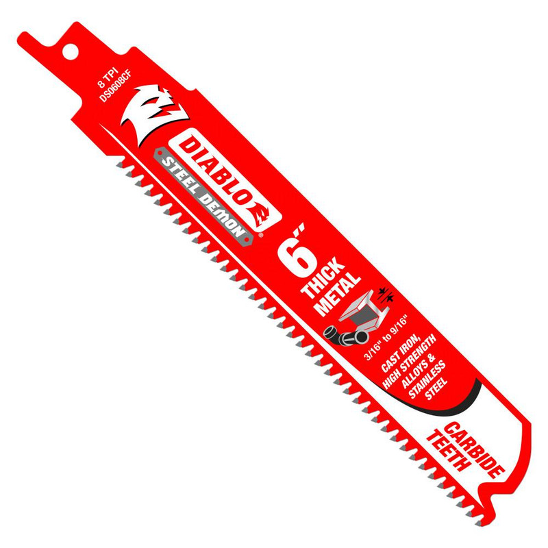 Diablo FRE-DS0608CFP 6in Carbide Reciprocating Blades for Thick Metal Cutting