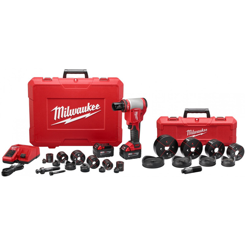 Milwaukee MIL-2676-23 FORCELOGIC M18 10 Ton Knockout Tool 1/2 to 4in 2x 3.0Ah Kit