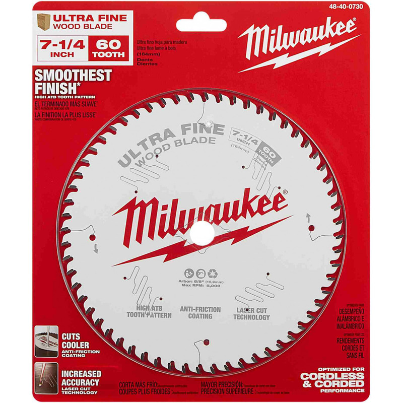 Milwaukee MIL-48-40-0730 7-1/4in 60T Ultra Fine Finish Circular Saw Blade