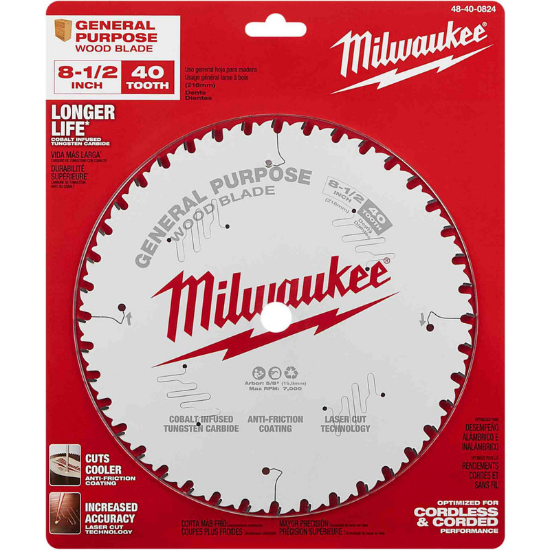 Milwaukee MIL-48-40-0824 8-1/2in 40T General Purpose Circular Saw Blade