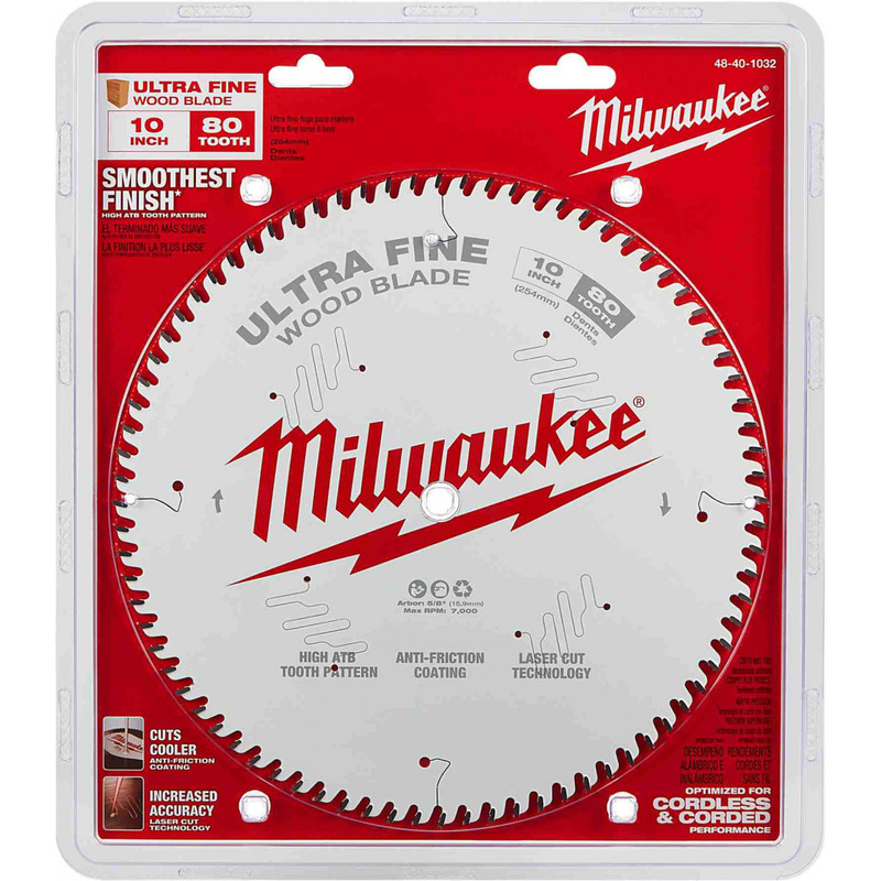 Milwaukee MIL-48-40-1032 10in 80T Ultra Fine Finish Circular Saw Blade