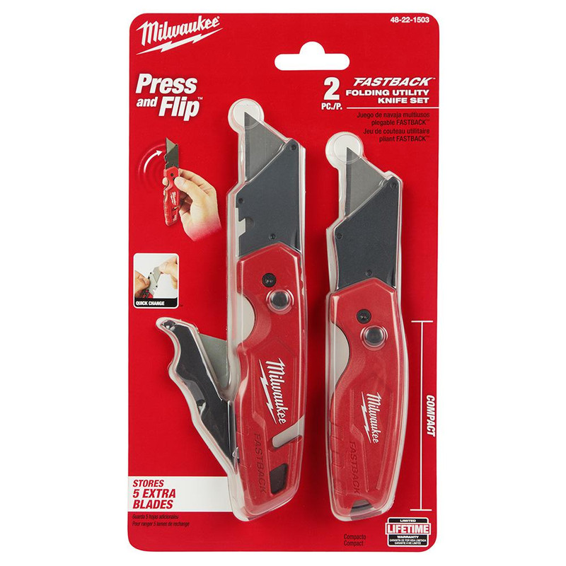 Milwaukee MIL-48-22-1503 FASTBACK Folding Utility Knife Set (2-Piece)