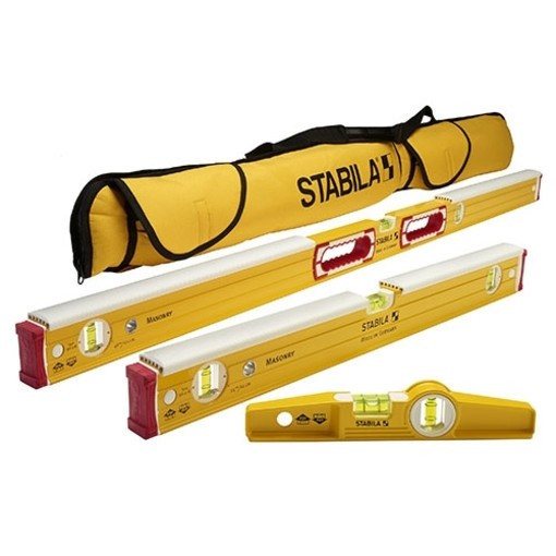 Stabila STAB-48296 48in and 24in Mason Level and Torpedo Magnetic Level with Carrying Case