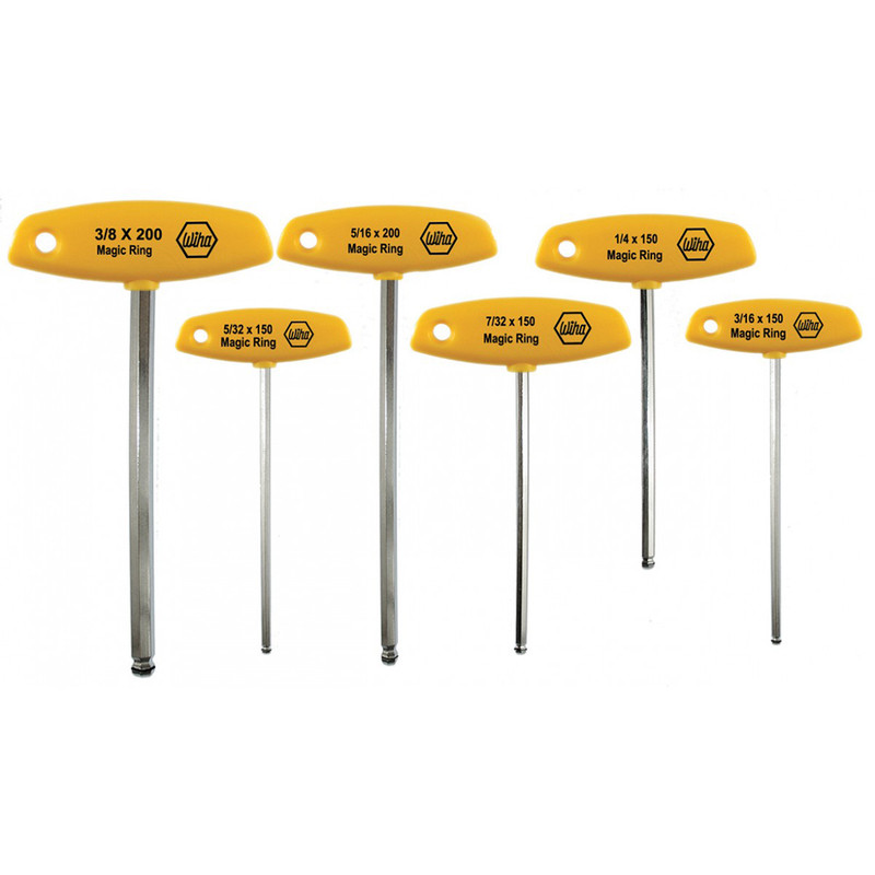 Wiha Tools WIHA-54091 MagicRing Ball End Hex T-Handle Imperial 6pc Set