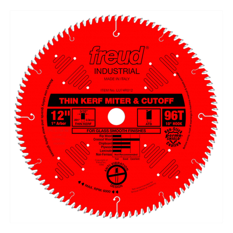 Freud FRE-LU74R012 12in x 96T Thin Kerf Ultimate Cut-Off Blade