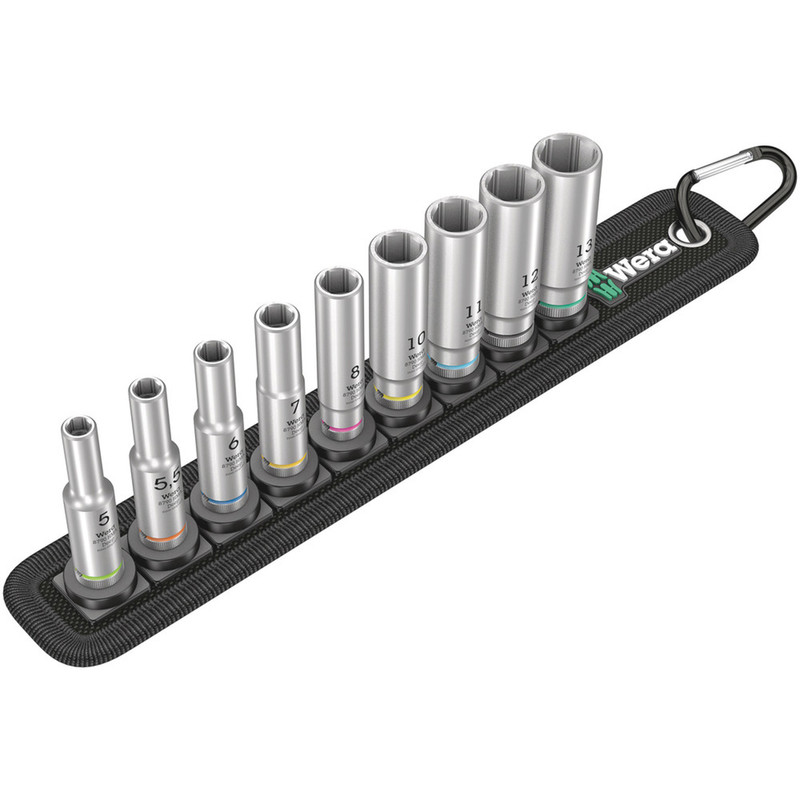Wera Tools WERA-05004525001 Belt A Deep 1 Socket 9pc Set 1/4in Drive