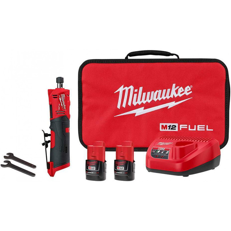 Milwaukee MIL-2486-22 M12 Fuel 1/4in Straight Die Grinder 2x CP2.0ah Battery Kit
