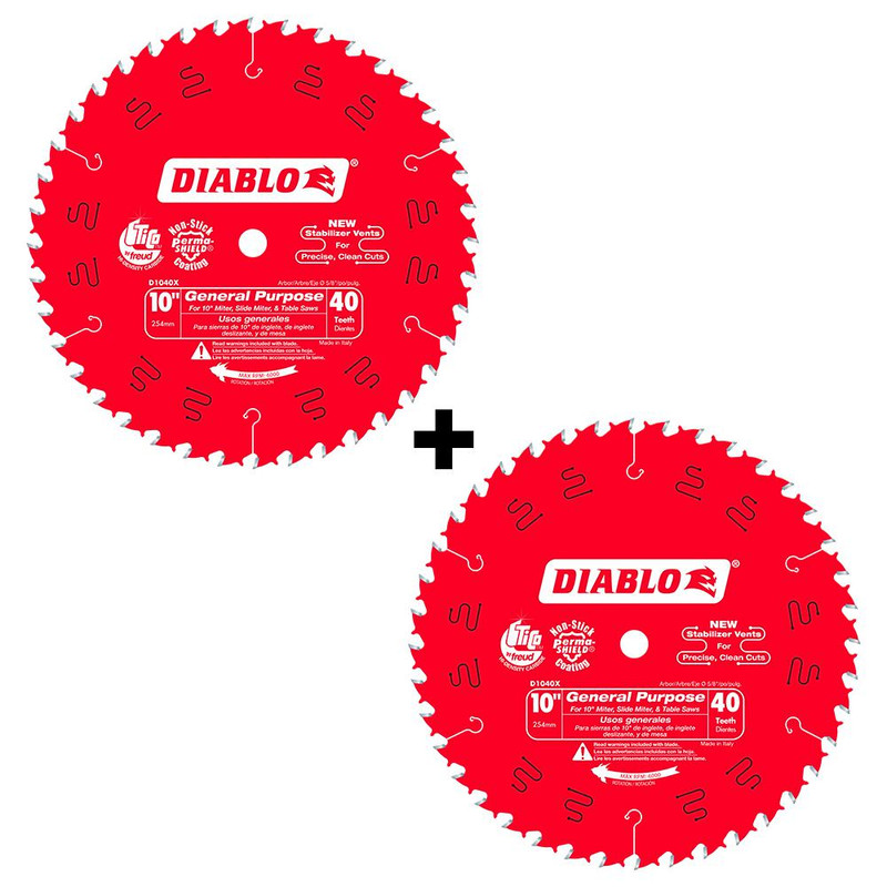 Diablo FRE-D104040VP 10in X 40T General Purpose Saw Blade (2-pk)