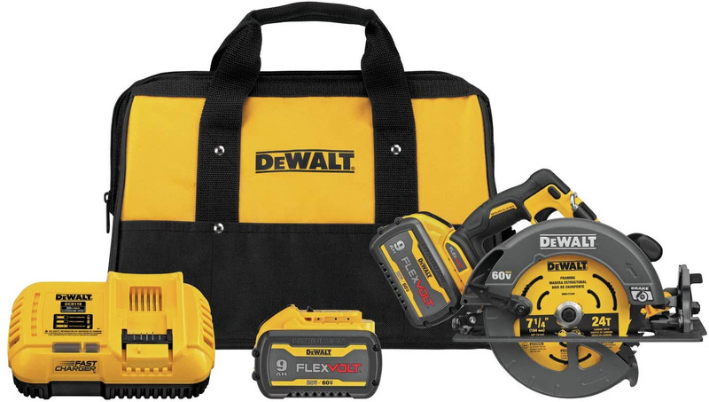 DEWALT DEW-DCS578X2 Flexvolt 60V MAX Brushless 7-1/4 In. Cordless Circular Saw With Brake 2 X 9.0Ah Kit