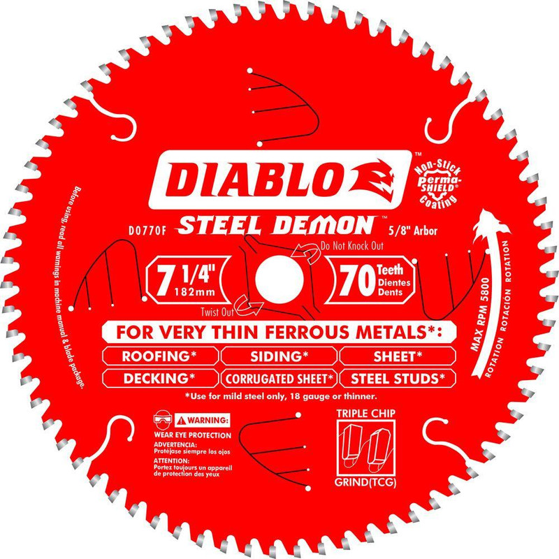 Diablo FRE-D0770F 7-1/4in X 70T Steel Saw Blade
