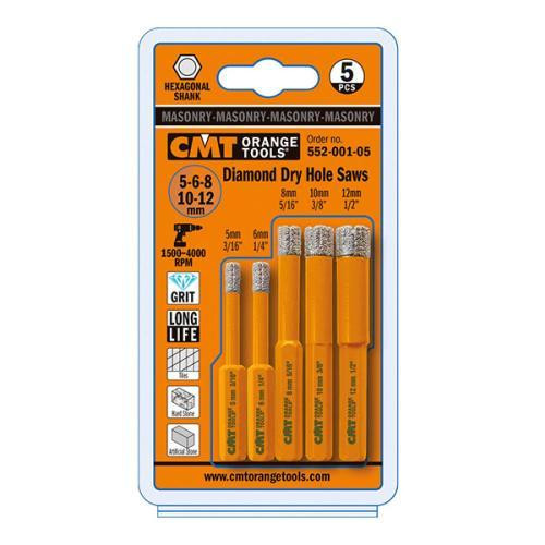 CMT Orange Tools CMT-552-001-05 5pc Diamond Dry Hole Saw Set