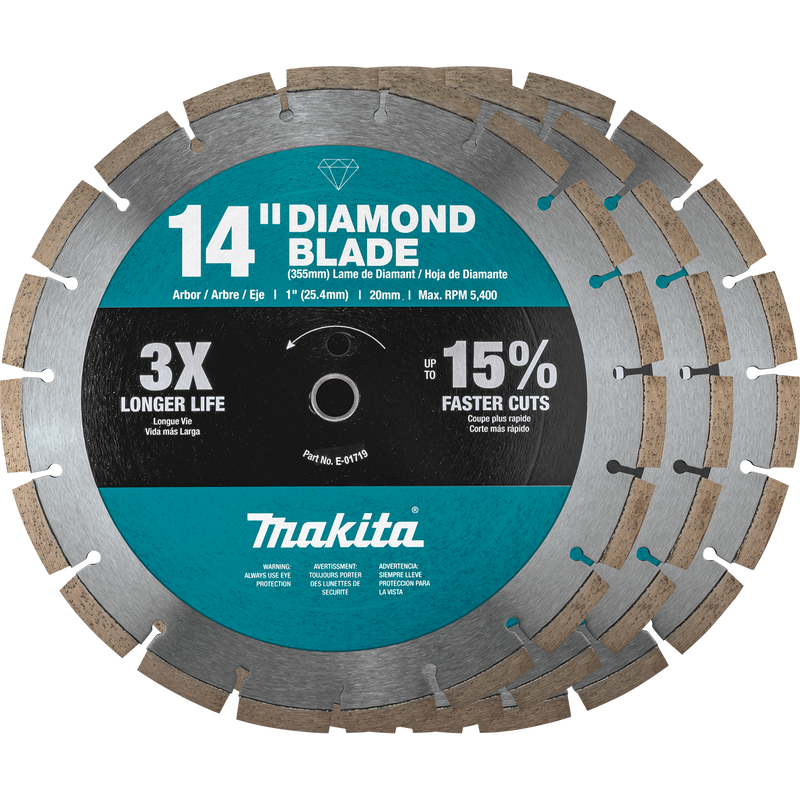 Makita MAK-B-69646 14in Diamond Blade, Segmented, General Purpose, Contractor (3pk)