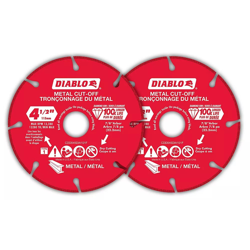 Diablo FRE-CDD045DIA102P 4-1/2in Diamond Metal Cut-Off Blade (2-pk)