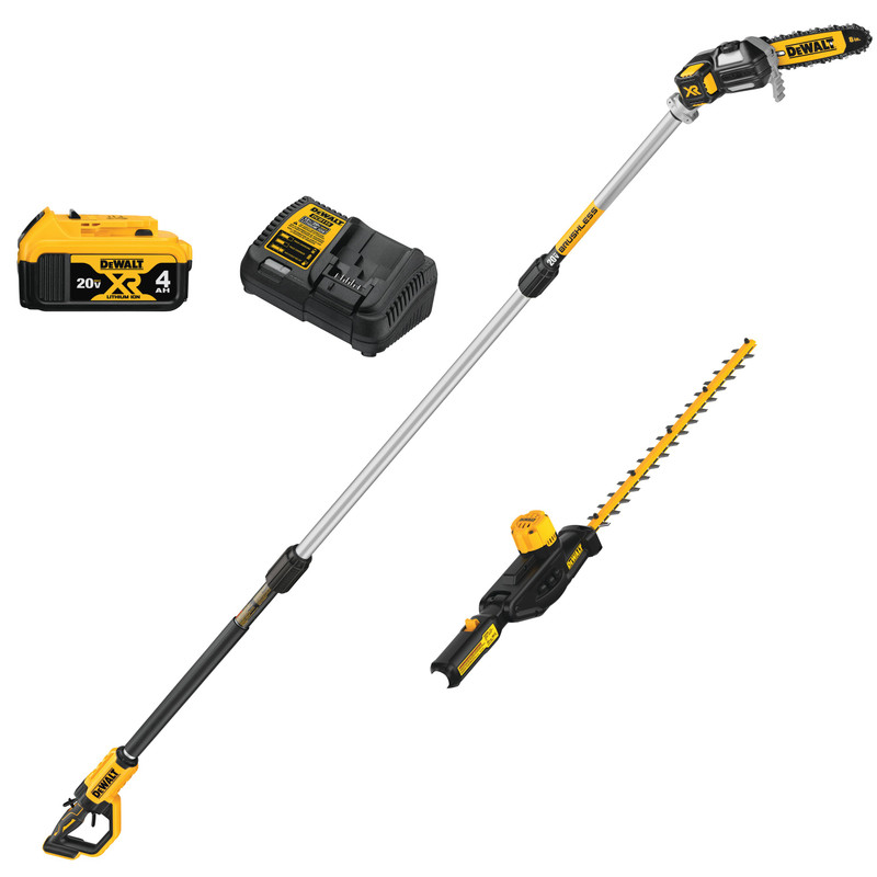 DEWALT DEW-DCKO86M1 20V MAX Cordless Pole Saw and Pole Hedge Trimmer 4.0Ah Combo Kit