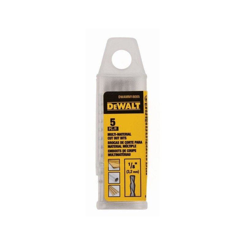 DEWALT DEW-DWAMM18005 1/8 in Multi-Material Cut Out Bit 5 Pack