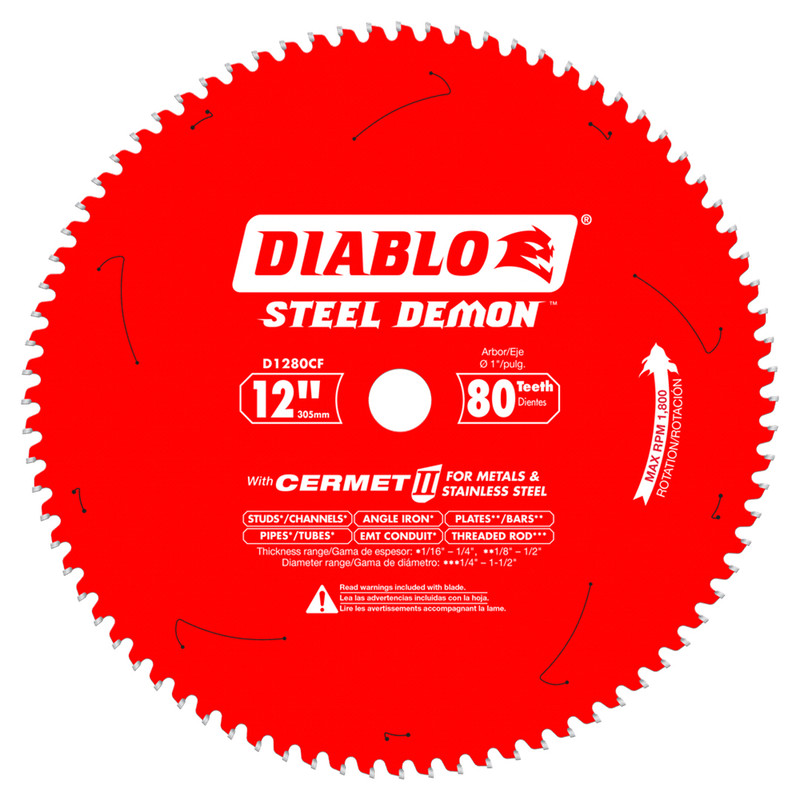 Diablo FRE-D1280CF 12in X 80 Tooth Cermet Metal & Stainless Steel Cutting Saw Blade