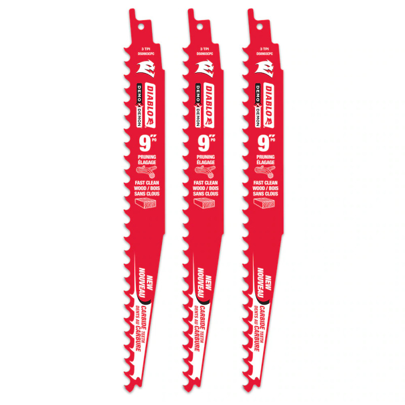 Diablo FRE-DS0903CP3C 9in 3T Reciprocating Blade Pruning (3pk)