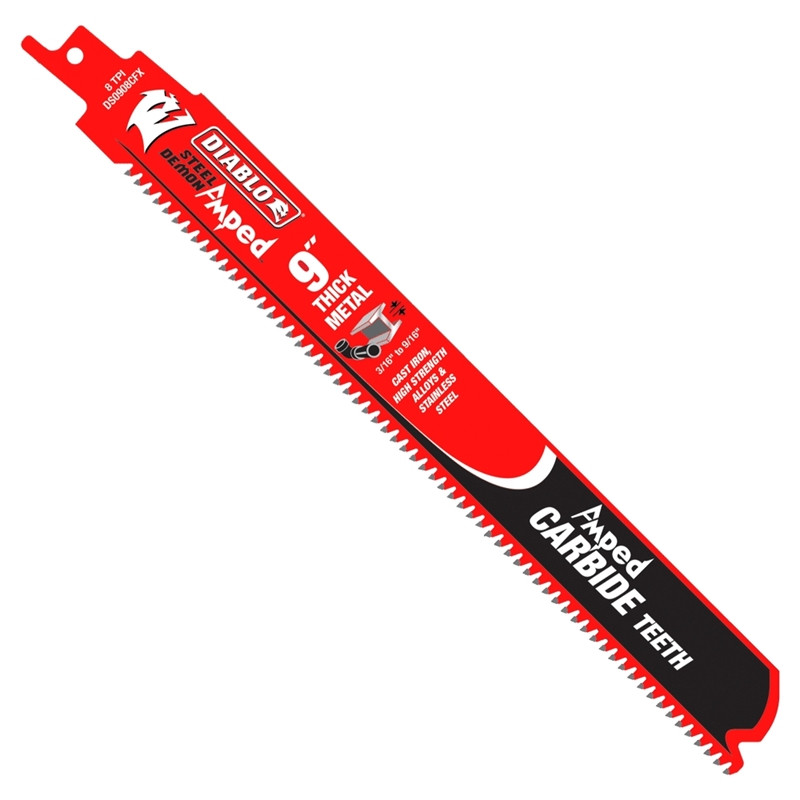 Diablo FRE-DS0908CFA3C 9in Amped Carbide Reciprocating Blade for Thick Metal Cutting (3-pk)