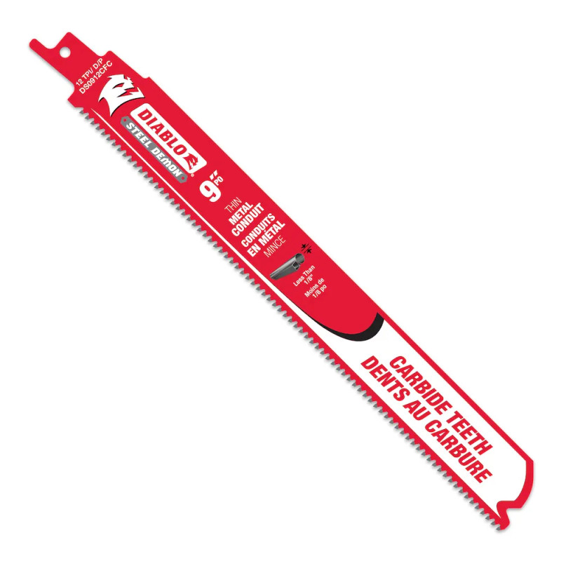 Diablo FRE-DS0912CFC Steel Demon 9in 12 TPI Carbide Tipped Reciprocating Blade for Cutting Conduit