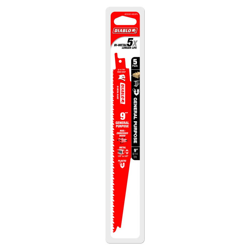 Diablo FRE-DS0914BGP5C 9in Reciprocating Blade 8/14T Demo (5-Pack)