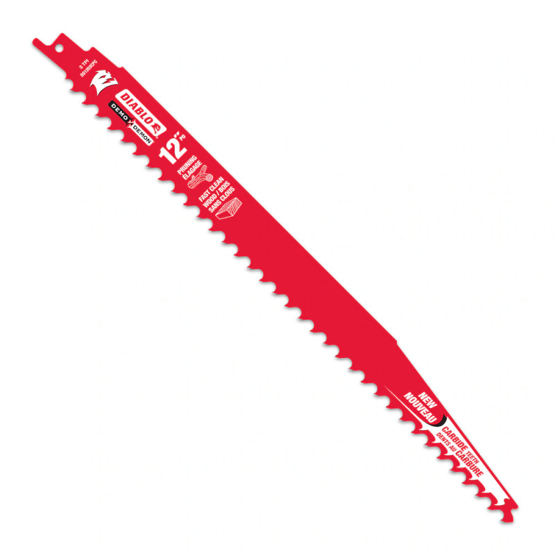 Diablo FRE-DS1203CPC Demo Demon 12in 3 TPI Carbide Tipped Reciprocating Saw Blade for Pruning/Clean Wood Cutting