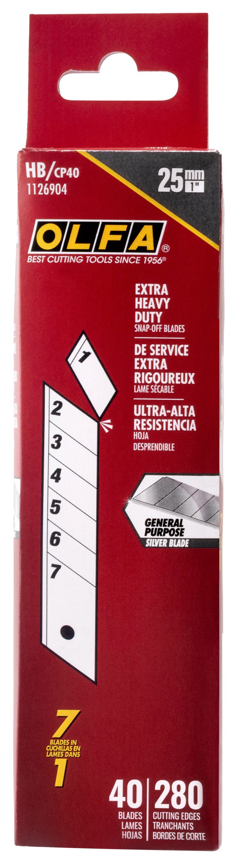 Olfa Blades OLFA-HB/CP40 25mm HB/CP40 Snap Blades (40pk)