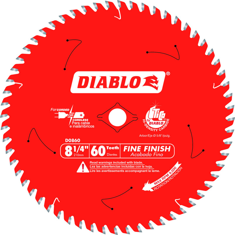 Diablo FRE-D0860X 8-1/4in X 60T Fine Finish Saw Blade