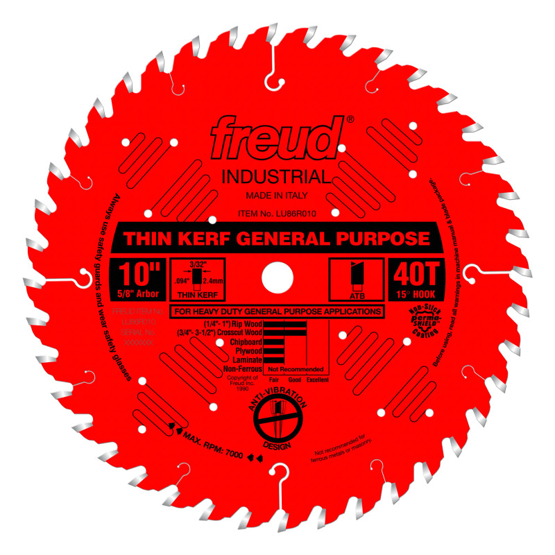 Freud FRE-LU86R010 10in X 40T Thin Kerf General Purpose Saw Blade