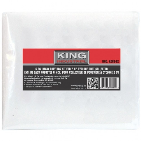King Canada KING-KDCB-62 6-Piece Heavy-Duty Bag Kit for KC-6200C Dust Collector