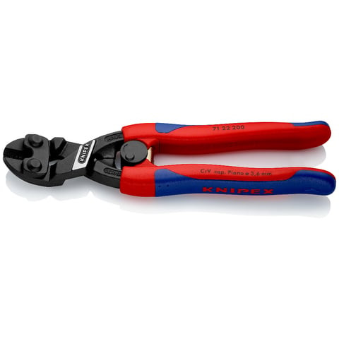 Knipex KNIP-7122200TBKA CoBolt 8in High Leverage Compact Bolt Cutters 20-Degree Angled Tethered
