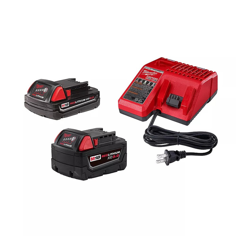 Milwaukee MIL-48-59-1852C M18 18V Lithium-Ion Starter Kit with 5.0Ah and 2.0Ah Battery and Charger
