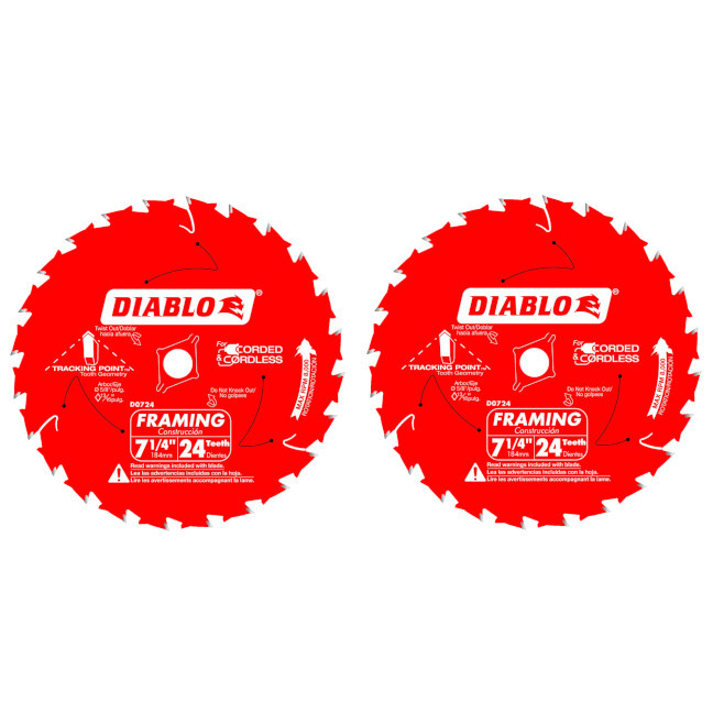 Diablo FRE-D0724PX 7-1/4in X 24T Wood Framing Saw Blade (2-pk)
