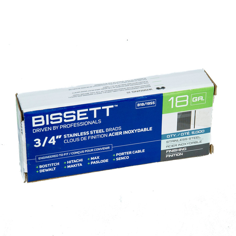 Bissett BIS-B18/XXSS 18G 304SS Brad Nail 5M
