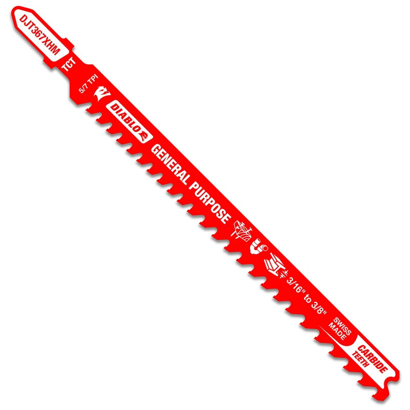 Diablo FRE-DJT367XHM 5-1/4in X 5/7 TPI TCT Carbide T-Shank General Purpose Jigsaw Blade (1pk)
