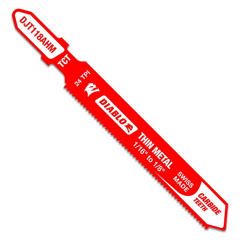 Diablo FRE-DJT118AHM 3-1/4in 24 TPI Carbide T-Shank Jig Saw Blade for Thin Metal