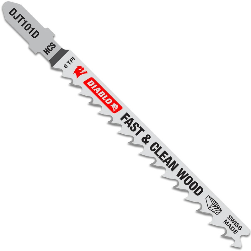 Diablo FRE-DJT101D5 4in X 6 TPI HCS Soft Wood Jigsaw Blade Fast Clean Cut (5pk)