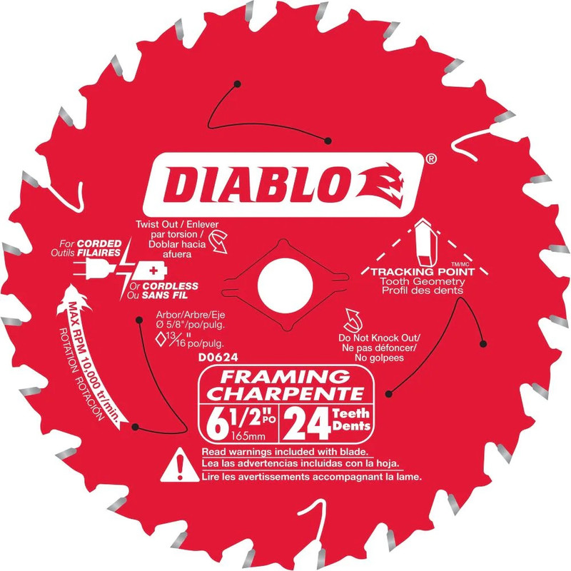 Diablo FRE-D0624B10 6-1/2in X 24T Framing Blade (10pk)