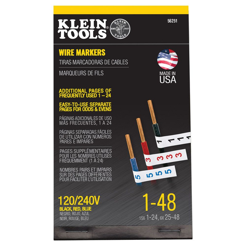 Klein Tools KLE-56251 Wire Marker Book - 120/240V 3 Ph 1-48