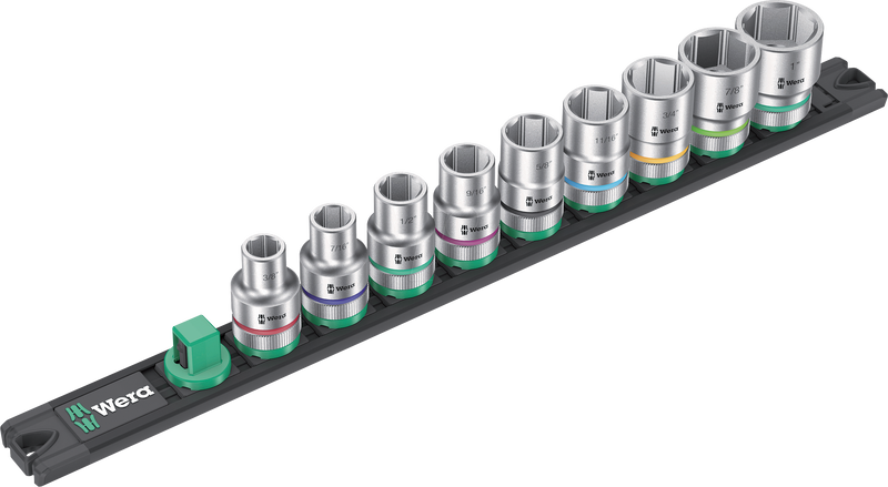Wera Tools WERA-05005480001 1/2in Drive Magnetic Socket Rail Imperial 9pc Set