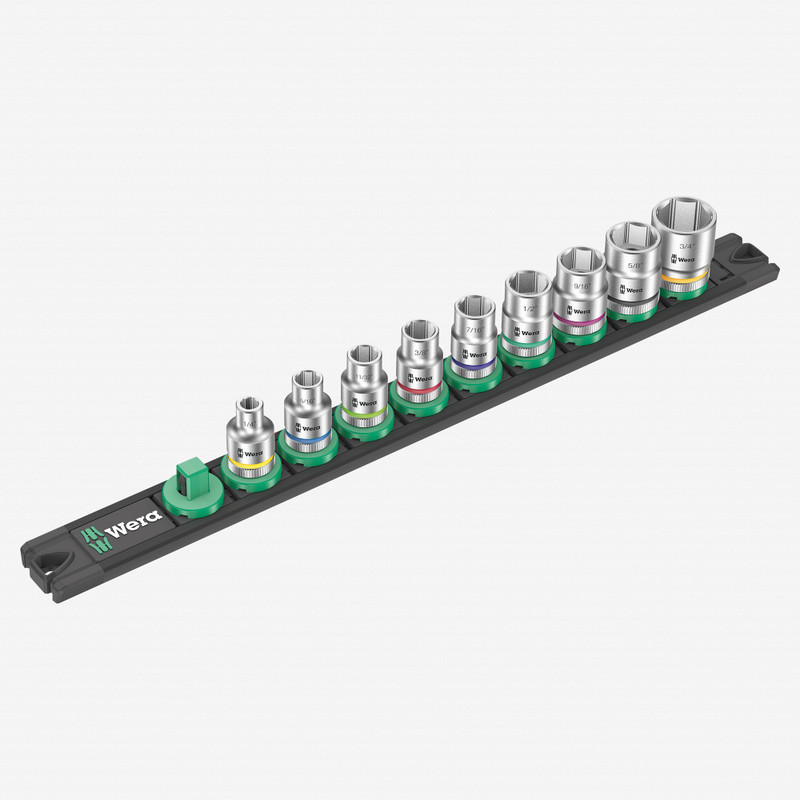 Wera Tools WERA-05005450001 3/8in Drive Magnetic Socket Rail Imperial 9pc Set