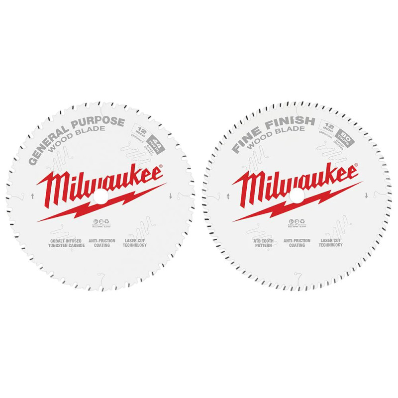 Milwaukee MIL-48-40-1232 12in 44T + 80T Circular Saw Blade 2-Piece Set