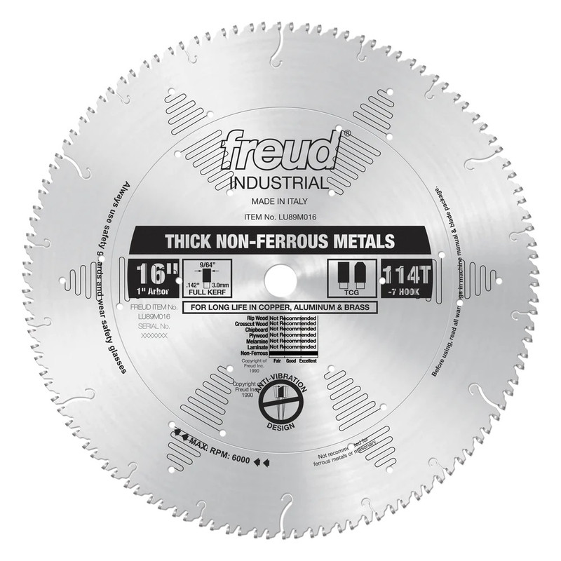 Freud FRE-LU89M016 16in X 114T Thick Non-Ferrous Metal Blade