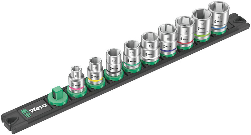 Wera Tools WERA-05005430001 Magnetic Socket Rail B 4 Zyklop Socket Set 3/8in Drive (9pc)
