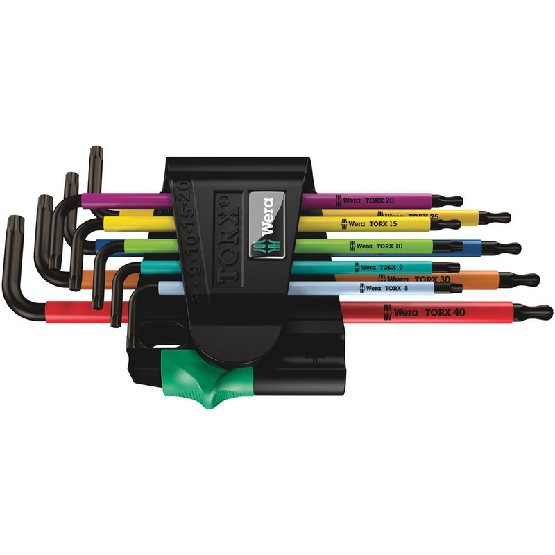 Wera Tools WERA-05024335001 967/9 TX BO Multicolour 1 L-key Set For Tamper-Proof TORX Screws - BlackLaser (9pc)
