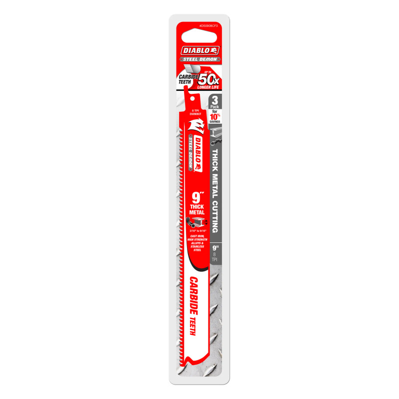 Diablo FRE-DS0908CF3C 9in X 8TPI C/T Metal Reciprocating Blades (3pk)