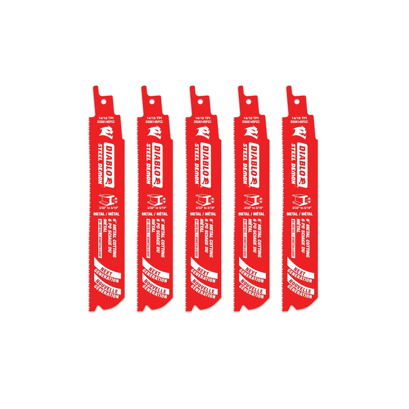 Diablo FRE-DS0414BF5 4in Bi-Metal Recip Blade for Medium Metal Cutting (5pk)